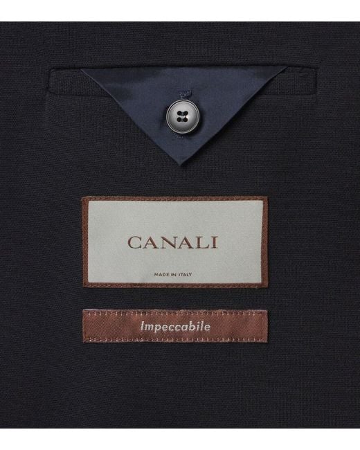 Canali Blue Single-Breasted Wool Blazer for men