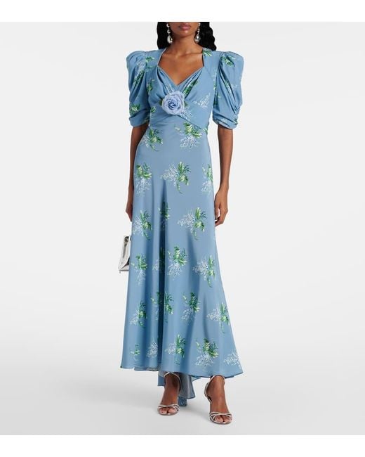 Rodarte Blue Floral Silk Cocktail Dress