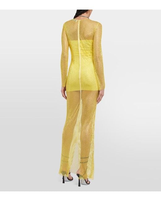 Abito Lungo Con Cristalli di GIUSEPPE DI MORABITO in Yellow