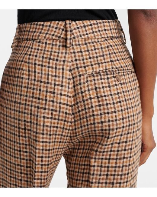 Polo Ralph Lauren Brown Checked Linen Straight Pants