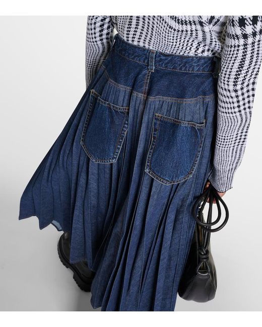 【sacai】Pleated Denim Midi Skirt プリーツ デニム スカート Sacai Denim Pleated Midi-Skirt | Saks Fifth Avenue