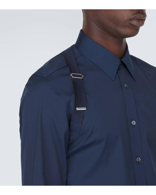 Camisa Harness de popelin de algodon Alexander McQueen de hombre de color Blue