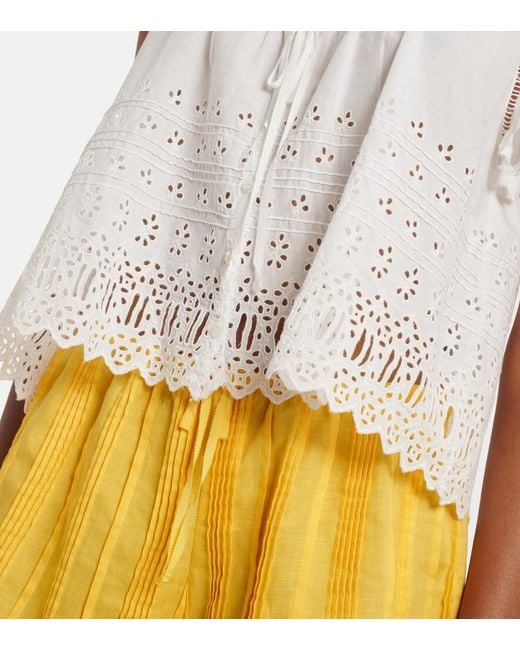 Doen White Toussine Broderie Anglaise Cotton Top