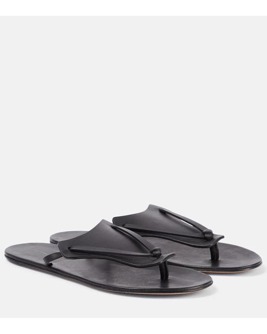 The Row Gray Helena Leather Thong Sandals