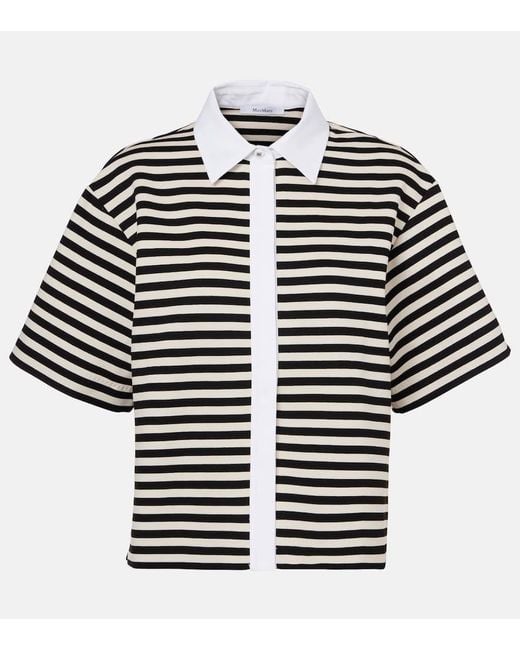 Max Mara Black Hemd Wilson Aus Jersey Mit Popeline