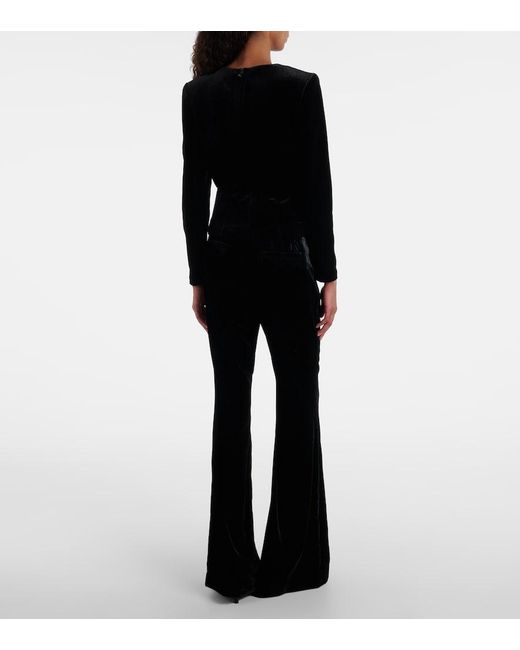 Roland Mouret Black Asymmetric Embellished Velvet Top