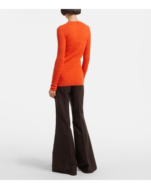 Gabriela Hearst Orange Emma Pointelle Cashmere And Silk Cardigan