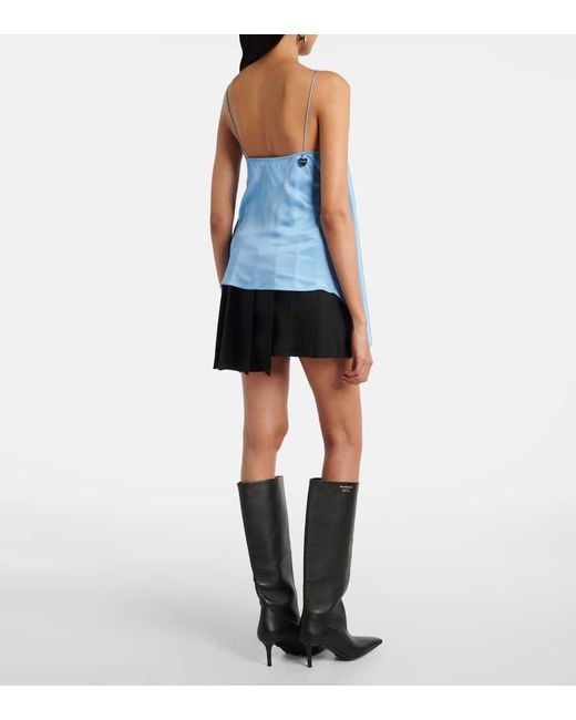 Acne Blue Ruffled Halterneck Satin Top