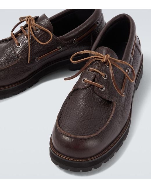 Studio Nicholson Black Guston Leather Boat Shoes for men