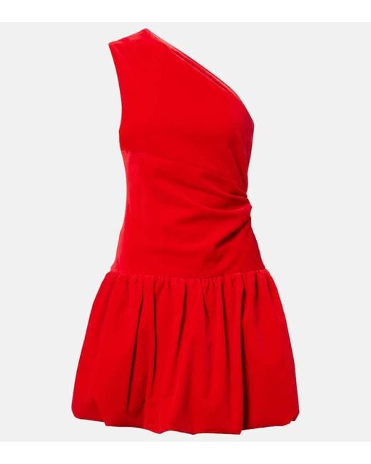 Patou Red One-Shoulder-Minikleid Aus Baumwolle