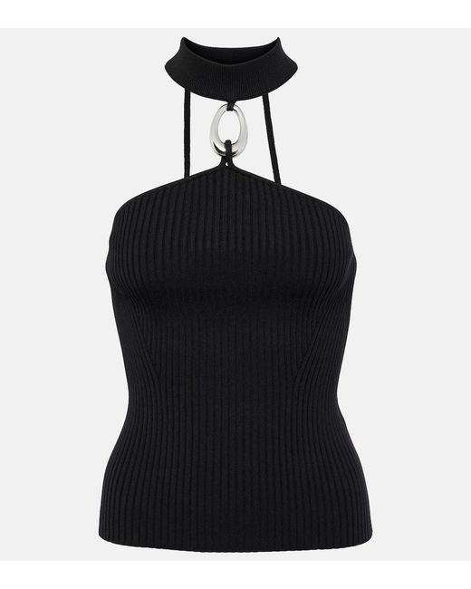 Jonathan Simkhai Black Rubie Halterneck Stretch-Woven Top