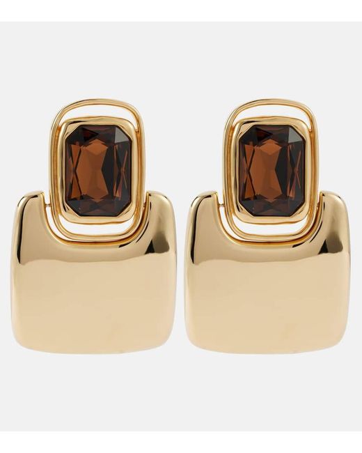 Saint Laurent Metallic Cabochon Embellished Clip-On Earrings