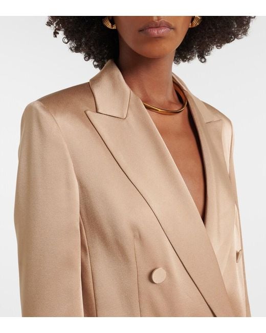 Max Mara Natural Arca Double-Breasted Satin Blazer