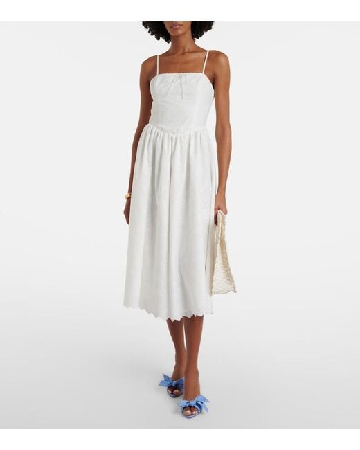 Faithfull The Brand White Tulla Broderie Anglaise Midi Dress