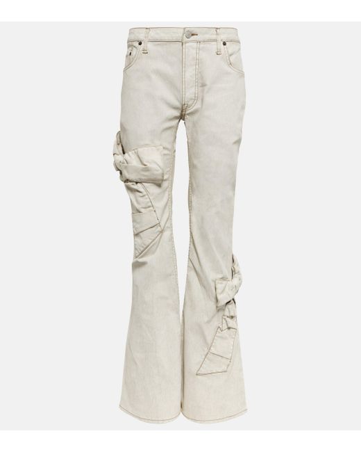 Acne Natural Bow-embellished Low-rise Jeans