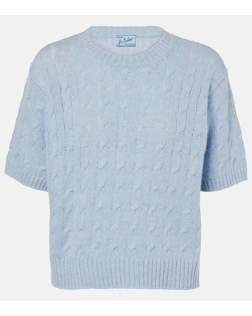 Prada Blue Cable-Knit Re-Cashmere Sweater