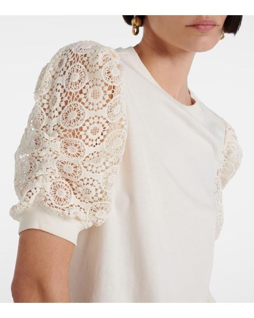 FRAME White Top Frankie Aus Baumwoll-Jersey Mit Spitze