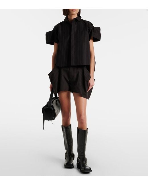 Sacai Black Striped Bermuda Shorts