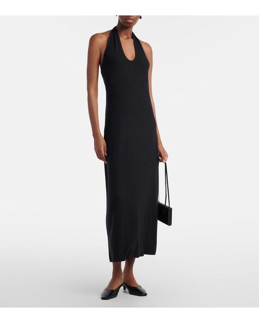 Leset Black Lauren Halterneck Jersey Midi Dress