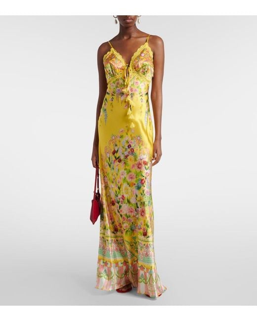 Camilla Metallic Printed Silk Charmeuse Maxi Dress