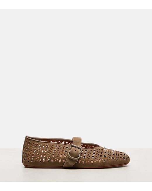 Alaïa Brown La Ballerine Suede Mary Jane Flats