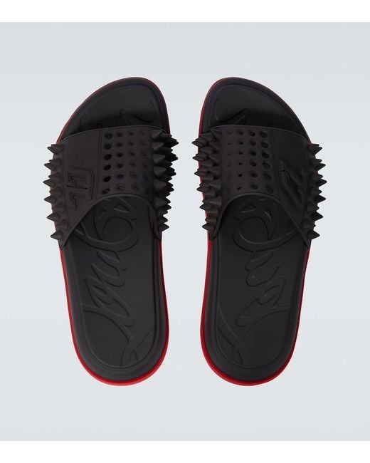 Christian Louboutin Red Take It Easy Spiked Slides for men