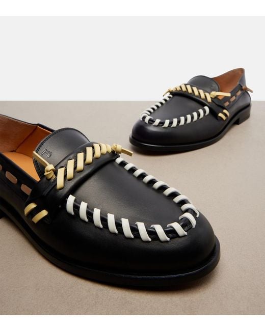 Tod's Black Leather Loafers
