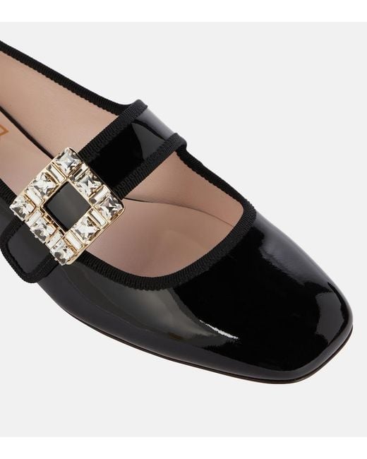 Roger Vivier Black Tres Vivier Babies Patent Leather Ballet Flats