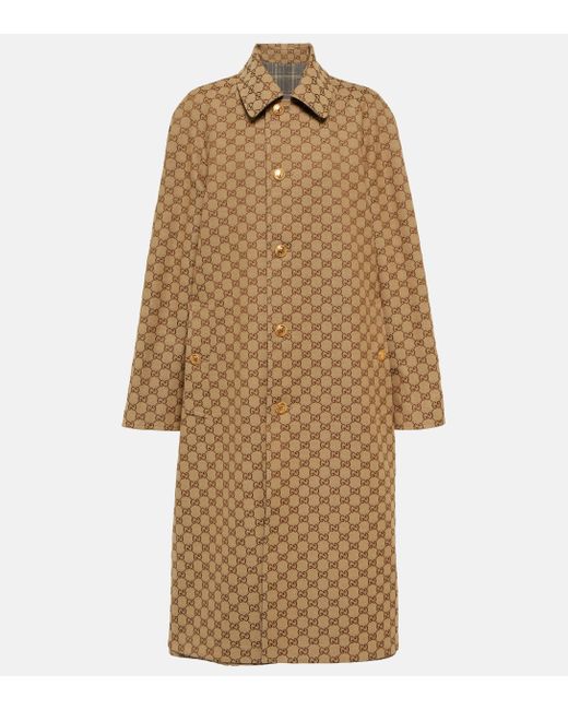 Gucci Multicolor Reversible Checked Linen And Wool Coat