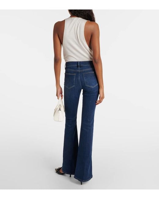 Jean Le High Flare A Taille Haute FRAME en coloris Blue