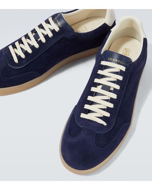 Brunello Cucinelli Blue Suede Sneakers for men