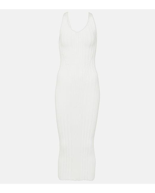 Khaite White Ottilie Cotton-blend Midi Dress
