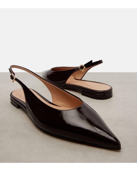 Gianvito Rossi Brown Robbie Leather Slingback Flats