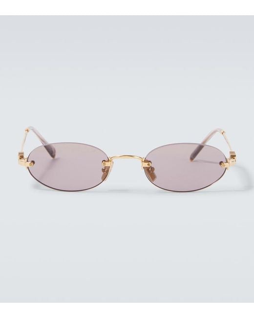 Miu Miu Pink Logo Oval Sunglasses for men
