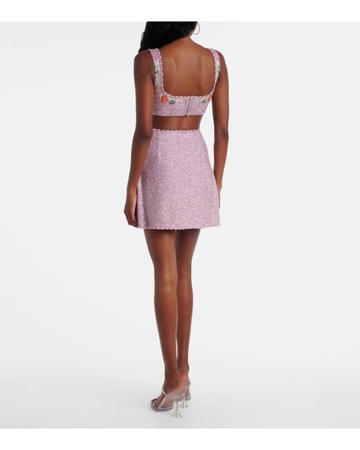 Clio Peppiatt Pink Marina Embellished Crop Top