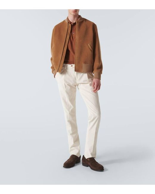 Lardini Brown Wool, Silk, And Cashmere Polo Sweater for men