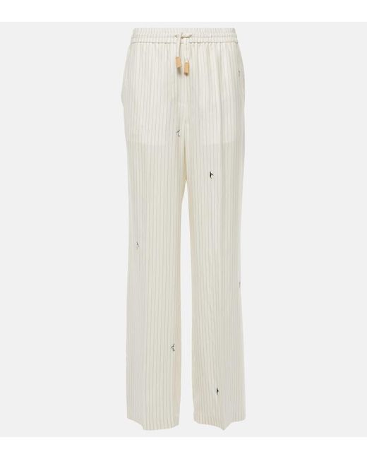 Pantalones anchos de seda y algodon Loewe de color White