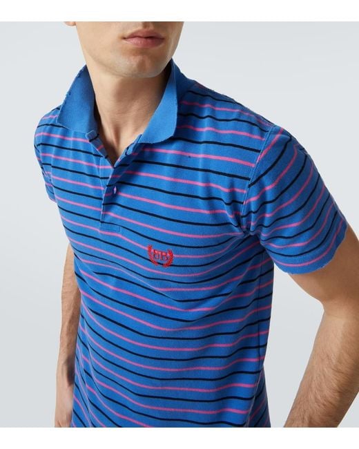 Balenciaga Blue Cotton Regular Polo Shirt With Logo Embroidery for men