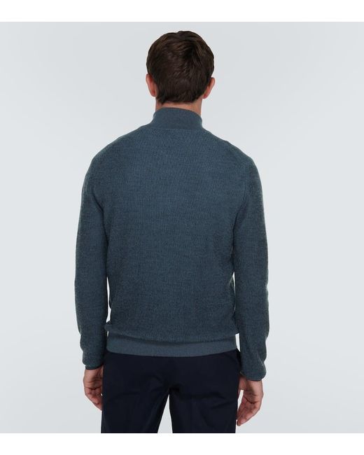 Pullover in lana, cashmere e seta con zip di Brioni in Blue da Uomo