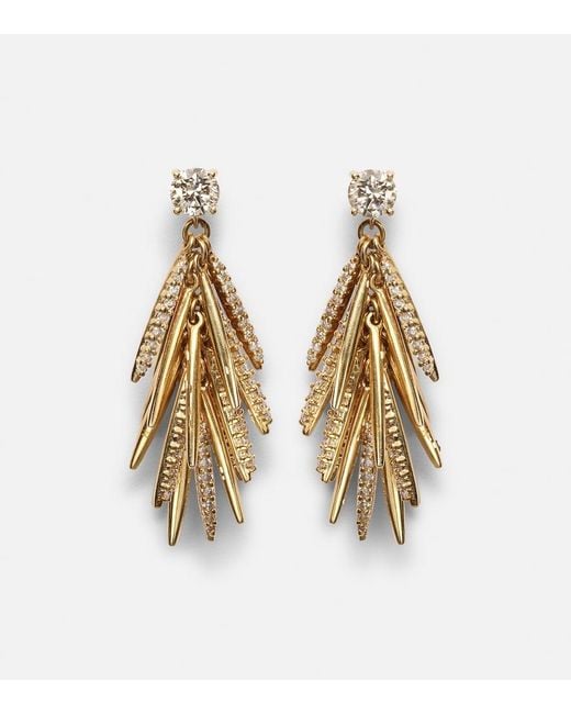 Ileana Makri Metallic Grass Sunshine Drop 18kt Gold Earrings With Diamonds