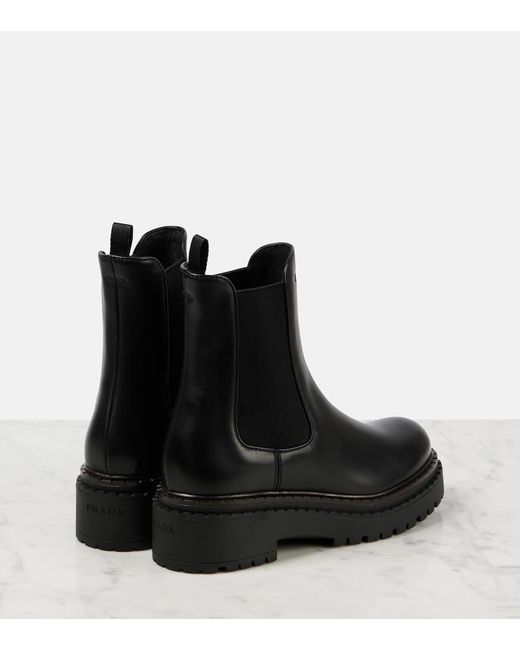 Prada Black Chelsea Boots Aus Leder