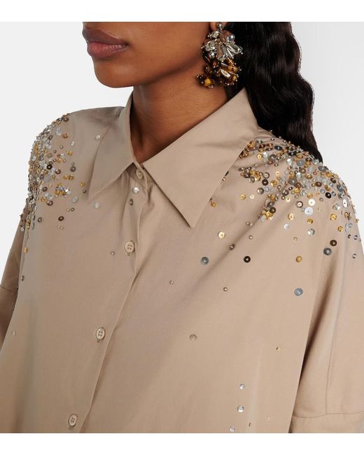 Dries Van Noten Natural Sequined Oversized Cotton Shirt