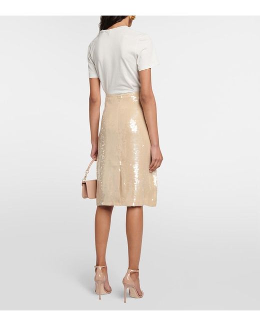 Nili Lotan Natural Bonne Sequined Midi Skirt