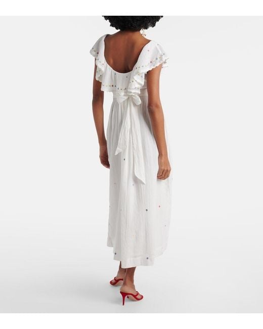 ebony embroidered midi dress Ebony embroidered cotton midi dress in white - Rixo