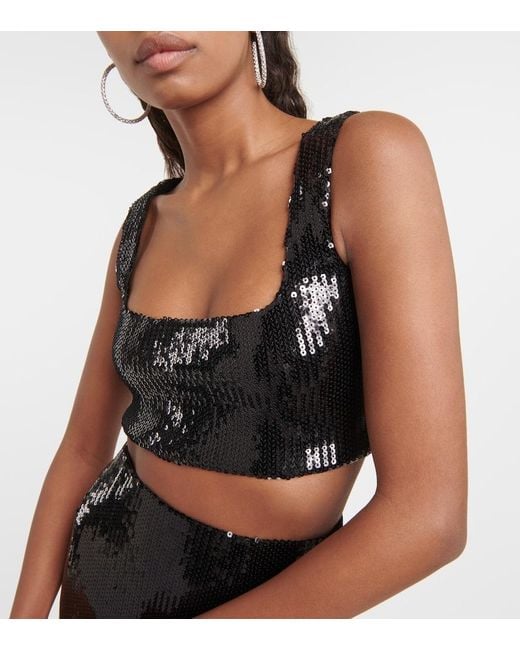 Galvan Black Beating Heart Sequin Top