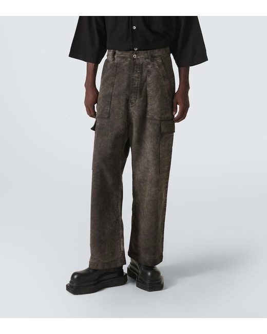 Rick Owens Gray Denim Cargo Pants for men
