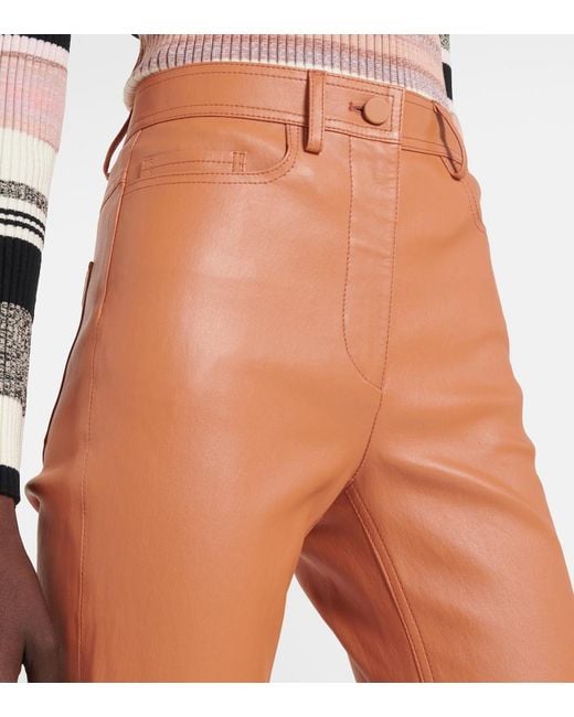 Joseph Orange High-Rise Leather Pants