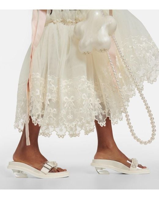 Simone Rocha White Leather Slides