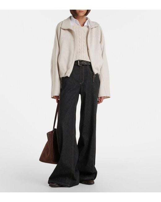 Brunello Cucinelli White Monili Virgin Wool Jacket