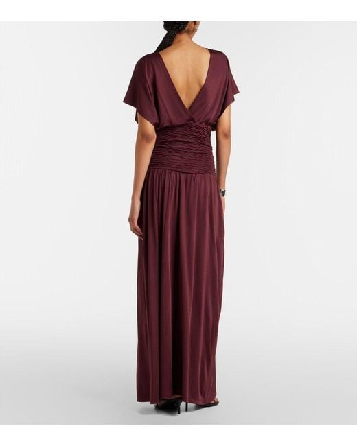 AYA MUSE Purple Anara Ruched Maxi Dress